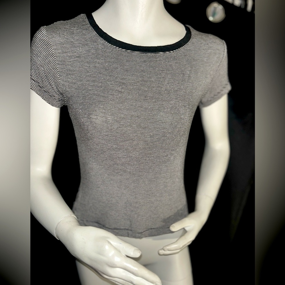 Guess Striped Black and Gray Top
